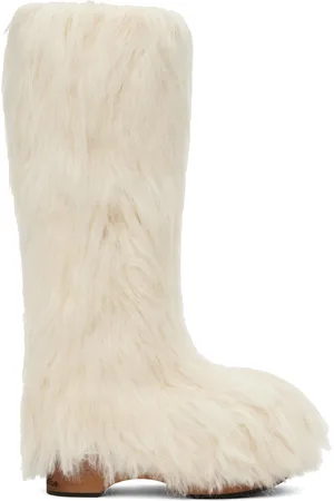 Acne Studios Off-White Furry Clog Boots