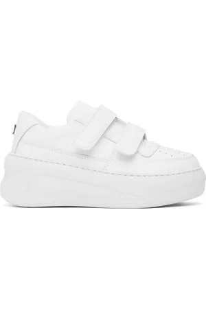 Acne Studios White Velcro Strap Platform Sneakers