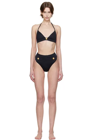 Balmain Black Button Triangle Bikini