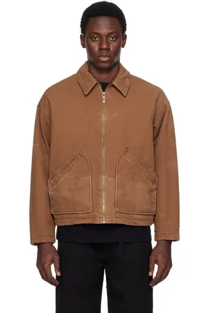 Izzue Brown Washed Zip-Up Jacket