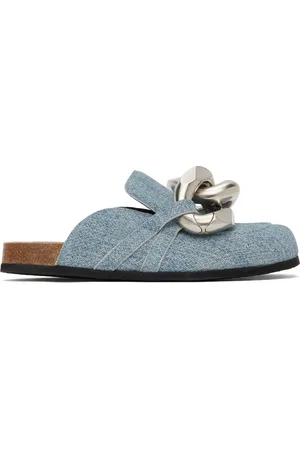 J.W.Anderson Blue Chain Loafer Suede Mules