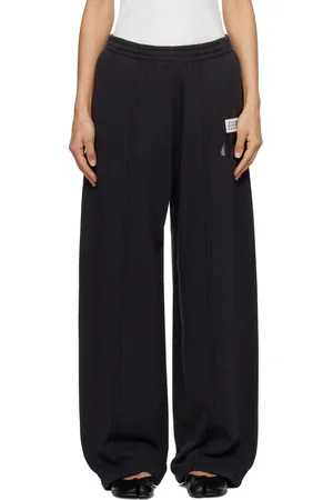 Maison Margiela Black Unbrushed Taped Logo Lounge Pants