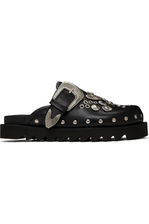 TOGA PULLA Black Eyelet Metal Sabot Slip-on Loafers