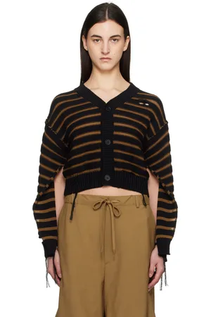 Maison Margiela Black & Brown V-Neck Cardigan