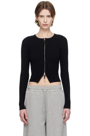 Fax Copy Express Tight Ribbed-Knit Zip Sweater