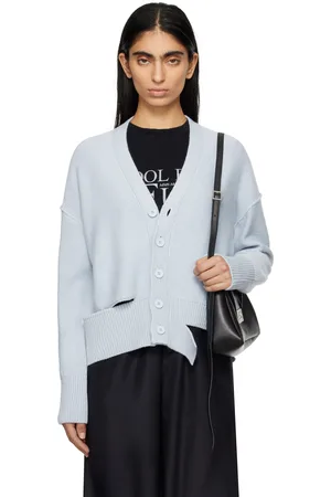 Maison Margiela Blue Boxy Ripped Cardigan
