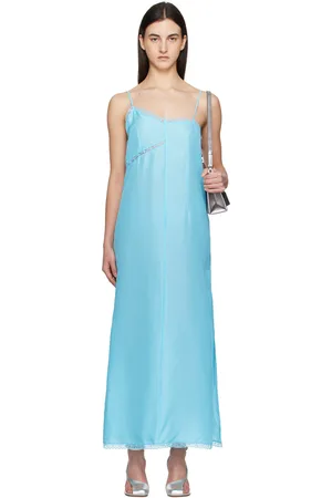 Maison Margiela Blue Light Silk Lace Camisole Maxi Dress