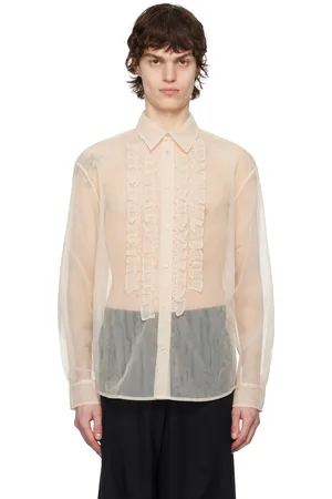 Simone Rocha Pink Sheer Ruffle Bib Prom Shirt
