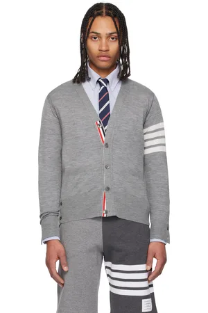 Thom Browne Gray Relaxed Fit 4-Bar Cardigan