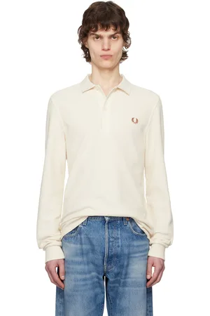 Fred Perry Beige Honeycomb Long-Sleeve Polo