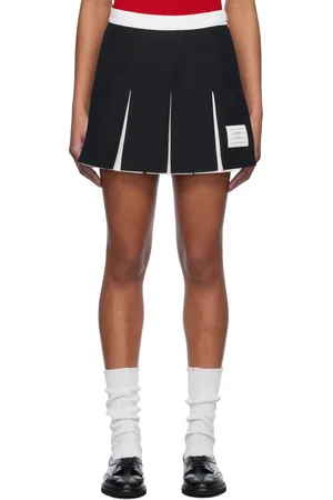 Thom Browne Navy Ripstop Box Pleat Miniskirt