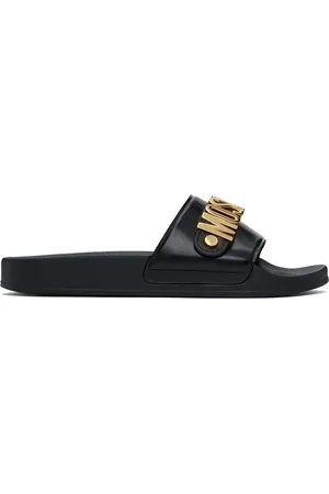 Moschino Black Lettering Logo Pool Slides