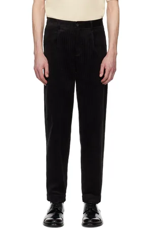 Fred Perry Black Corduroy Tapered Trousers