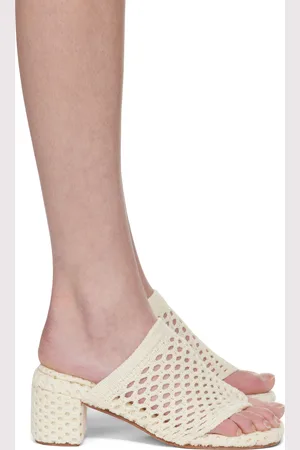 Isa Boulder Beige Knit Heeled Sandals