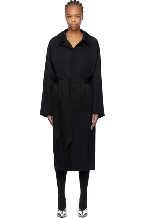 Maison Margiela Black Wool Gabardine Trench Coat