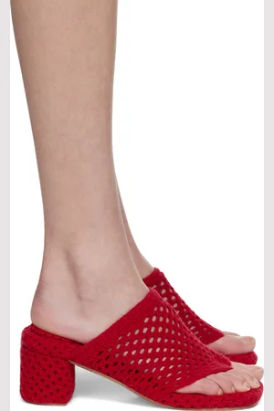 Isa Boulder SSENSE Exclusive Red Knit Heeled Sandals
