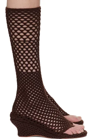 Isa Boulder Brown Short Cable Knitted Heeled Sandals