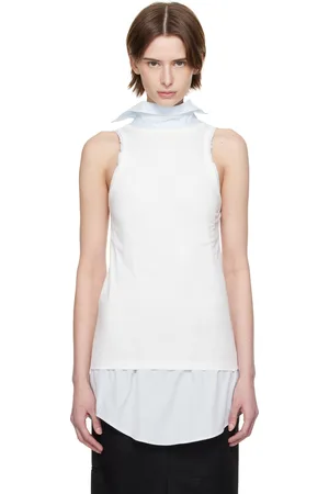 Maison Margiela Blue & White Back To Front Check Blouse