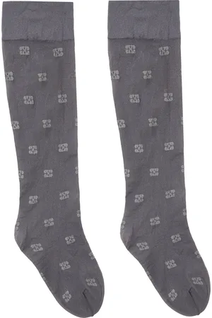Ganni Gray Glitter Butterfly Lace Socks