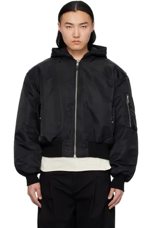 Entire Studios Black Hooded Broad Bomber Jacket