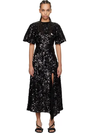 Ganni Black Velvet Sequins Maxi Dress