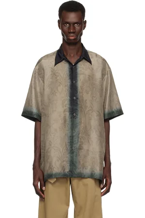 DRIES VAN NOTEN Khaki Silk Short Sleeve Shirt