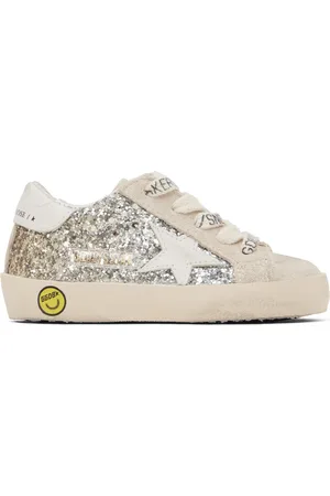 Golden Goose Baby Beige & Silver Super-Star Classic Sneakers