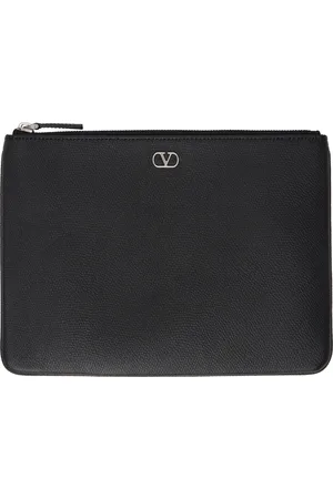 VALENTINO GARAVANI Black VLogo Signature Grainy Calfskin Pouch