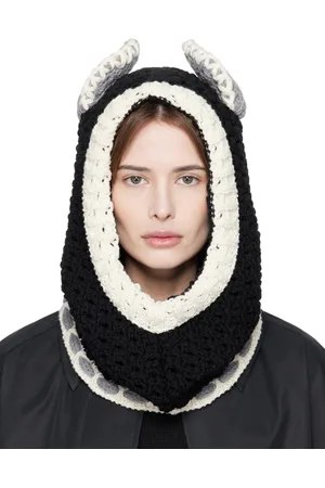Marni Black & Off-White Wool Ears Balaclava