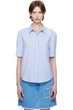 Marni Blue & White Seersucker Checked Shirt