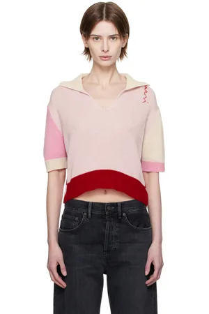 Marni Pink & Red Cashmere Colour Block Polo