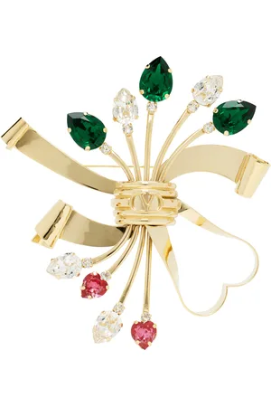 VALENTINO GARAVANI Gold Papier Floral Brooch