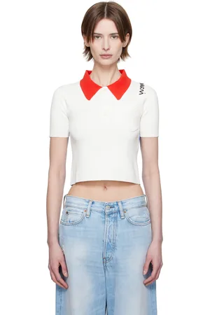 Marni White & Blue Technical Viscose Polo