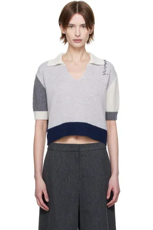 Marni Gray & Navy Cashmere Colour Block Polo