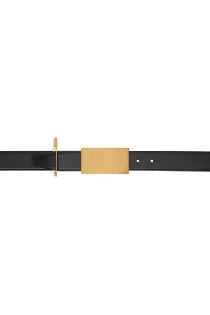 Balmain Black Safety Pin Leather Belt
