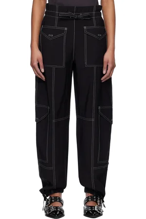 Ganni Black Light Slub Pocket Trousers