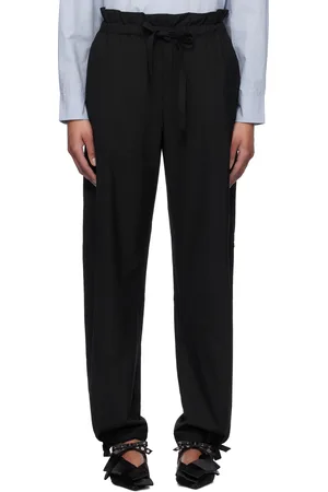 Ganni Black Drapey Melange Elasticated Waist Trousers
