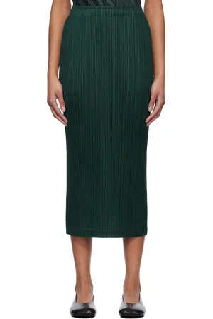 PLEATS PLEASE ISSEY MIYAKE Green Thicker Bottoms 1 Midi Skirt