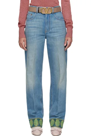 VALENTINO Blue Jacquard Trims Jeans