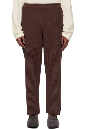 Issey Miyake Brown Rustic Knit Sweatpants