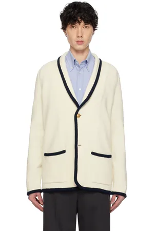 VALENTINO Off-White Single-Breasted Wool & Cotton Cardigan