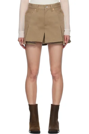 SACAI Beige Mix Denim Shorts
