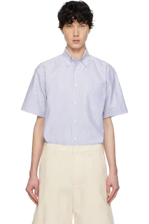 VALENTINO White & Navy Striped Oxford Shirt
