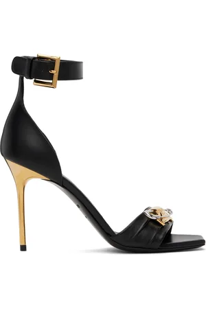 Balmain Black Safety-Pin Lambskin Sandals