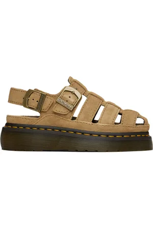 Dr. Martens Tan Wrenlie Bronx Suede Fisherman Sandals