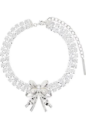 Shushu/Tong Silver YVMIN Edition Pearl Butterfly Flower Curls Double Zirconia Necklace