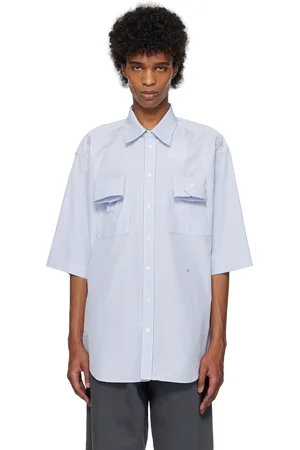 Moschino Blue Striped Cuff Details Shirt