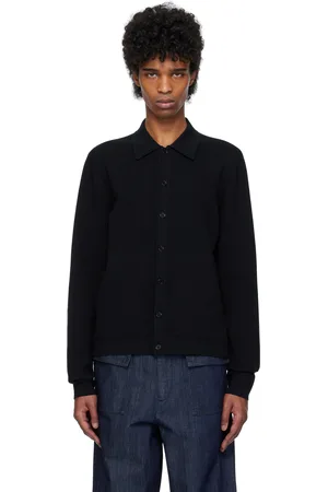 DRIES VAN NOTEN Navy Piqué & Jersey Cardigan