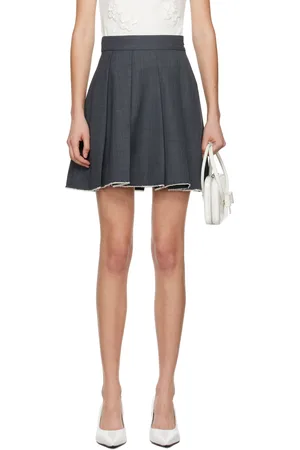 Shushu/Tong SSENSE Exclusive Gray Pleated Raw Hem Miniskirt