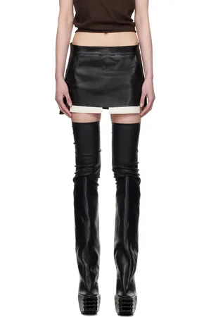Rick Owens Black Hollywood Fog Cutoff Denim Miniskirt